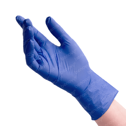 Перчатки BENOVY Nitrile MultiColor BS, нитриловые, сиренево-голубые, S, 50 пар. 3,5 гр.