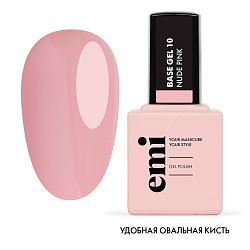 База для гель-лака, E.MiLac Base Gel Нюдово-розовый №10, 15 мл.