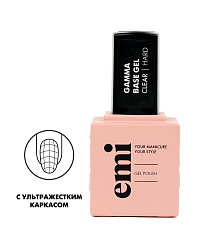 База для гель-лака E.MiLac Gamma Base Gel Clear, 15 мл