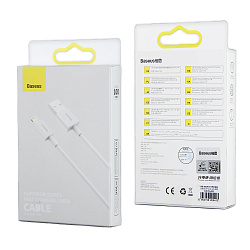Кабель USB Lightning 1M 2.4A Superior Series Fast Charging Baseus белый CALYS-A02