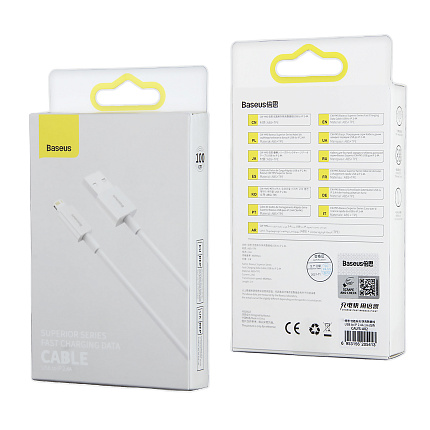 Кабель USB Lightning 1M 2.4A Superior Series Fast Charging Baseus белый CALYS-A02