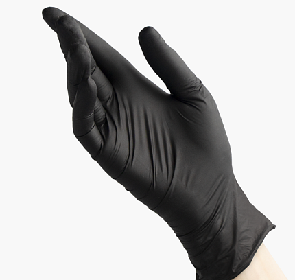 Перчатки BENOVY Nitrile Chlorinated BS, перчатки нитриловые, черные, M, 50 пар 3 гр.