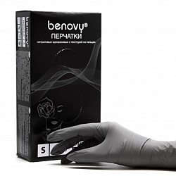 Перчатки BENOVY Nitrile TrueColor, нитриловые,серые M 50 пар.