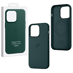 Чехол iPh 14 Pro Leather Case 100% ORG Forest Green (MagSafe) с LOGO