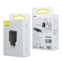 Переходник СЗУ USB+ Type-C 20W Compact Quick Charger CCXJ-B01 Baseus черный